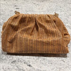 Tuckernuck Gold and Brown Woven Clutch